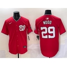 Men's Washington Nationals #29 James Wood Red Limited Stitched Baseball Jersey