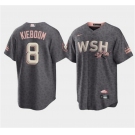 Men's Washington Nationals #8 Carter Kieboom 2022 Grey City Connect Cherry Blossom Cool Base Stitched Jersey