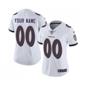 Women's Baltimore Ravens Customized Elite White Football Jersey
