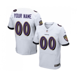 Men's Baltimore Ravens Customized Elite White Football Jersey