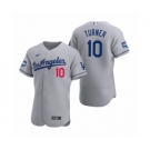 Los Angeles Dodgers #10 Justin Turner Gray 2020 World Series Champions Road Authentic Jersey