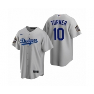 Los Angeles Dodgers #10 Justin Turner Gray 2020 World Series Replica Jersey