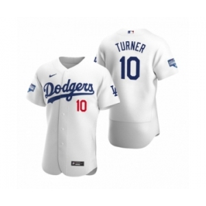 Los Angeles Dodgers #10 Justin Turner White 2020 World Series Champions Authentic Jersey