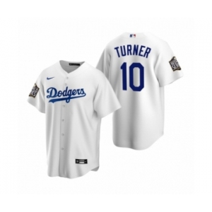 Los Angeles Dodgers #10 Justin Turner White 2020 World Series Replica Jersey