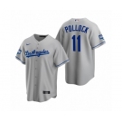 Los Angeles Dodgers #11 A.J. Pollock Gray 2020 World Series Champions Road Replica Jersey