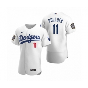 Los Angeles Dodgers #11 A.J. Pollock Nike White 2020 World Series Authentic Jersey