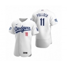 Los Angeles Dodgers #11 A.J. Pollock White 2020 World Series Champions Authentic Jersey