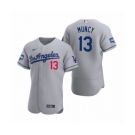 Los Angeles Dodgers #13 Max Muncy Gray 2020 World Series Champions Road Authentic Jersey