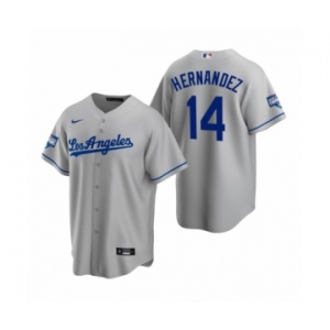 Los Angeles Dodgers #14 Enrique Hernandez Gray 2020 World Series Champions Road Replica Jersey