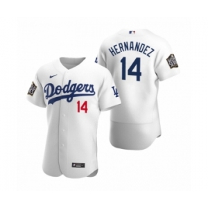 Los Angeles Dodgers #14 Enrique Hernandez Nike White 2020 World Series Authentic Jersey