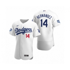Los Angeles Dodgers #14 Enrique Hernandez White 2020 World Series Champions Authentic Jersey