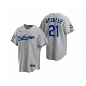 Los Angeles Dodgers #21 Walker Buehler Gray 2020 World Series Champions Road Replica Jersey