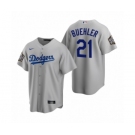 Los Angeles Dodgers #21 Walker Buehler Gray 2020 World Series Replica Jersey