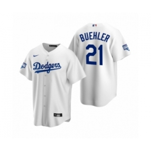 Los Angeles Dodgers #21 Walker Buehler White 2020 World Series Champions Replica Jersey
