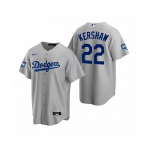 Los Angeles Dodgers #22 Clayton Kershaw Gray 2020 World Series Champions Replica Jersey