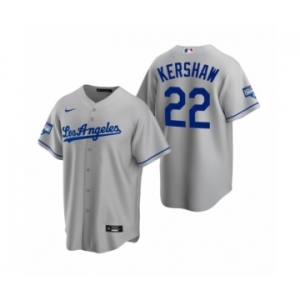 Los Angeles Dodgers #22 Clayton Kershaw Gray 2020 World Series Champions Road Replica Jersey