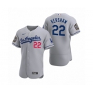 Los Angeles Dodgers #22 Clayton Kershaw Nike Gray 2020 World Series Authentic Road Jersey