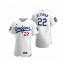 Los Angeles Dodgers #22 Clayton Kershaw Nike White 2020 World Series Authentic Jersey