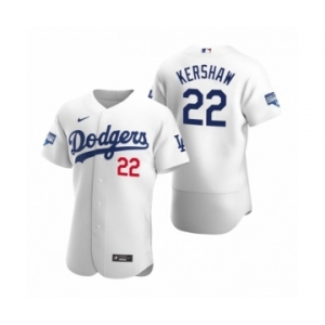 Los Angeles Dodgers #22 Clayton Kershaw White 2020 World Series Champions Authentic Jersey