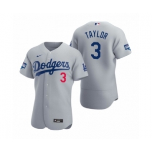 Los Angeles Dodgers #3 Chris Taylor Gray 2020 World Series Champions Authentic Jersey