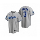 Los Angeles Dodgers #3 Chris Taylor Gray 2020 World Series Champions Road Replica Jersey