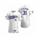 Los Angeles Dodgers #31 Joc Pederson White 2020 World Series Champions Authentic Jersey