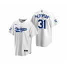 Los Angeles Dodgers #31 Joc Pederson White 2020 World Series Champions Replica Jersey