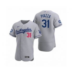 Los Angeles Dodgers #31 Mike Piazza Gray 2020 World Series Champions Road Authentic Jersey