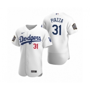 Los Angeles Dodgers #31 Mike Piazza Nike White 2020 World Series Authentic Jersey