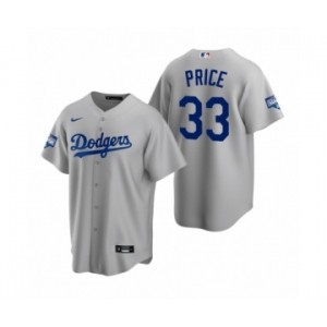 Los Angeles Dodgers #33 David Price Gray 2020 World Series Champions Replica Jersey