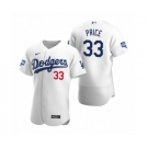 Los Angeles Dodgers #33 David Price White 2020 World Series Champions Authentic Jersey