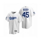 Los Angeles Dodgers #45 Matt Beaty White 2020 World Series Champions Replica Jersey