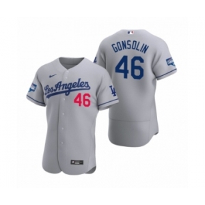 Los Angeles Dodgers #46 Tony Gonsolin Gray 2020 World Series Champions Road Authentic Jersey