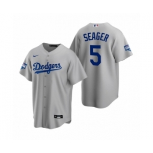 Los Angeles Dodgers #5 Corey Seager Gray 2020 World Series Champions Replica Jersey