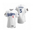 Los Angeles Dodgers #5 Corey Seager Nike White 2020 World Series Authentic Jersey