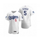 Los Angeles Dodgers #5 Corey Seager White 2020 World Series Champions Authentic Jersey