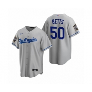 Los Angeles Dodgers #50 Mookie Betts Gray 2020 World Series Replica Road Jersey