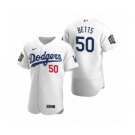 Los Angeles Dodgers #50 Mookie Betts Nike White 2020 World Series Authentic Jersey