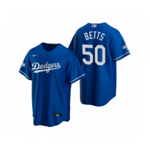 Los Angeles Dodgers #50 Mookie Betts Royal 2020 World Series Champions Replica Jersey