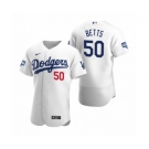 Los Angeles Dodgers #50 Mookie Betts White 2020 World Series Champions Authentic Jersey