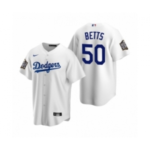 Los Angeles Dodgers #50 Mookie Betts White 2020 World Series Replica Jersey