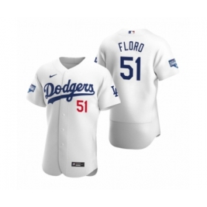 Los Angeles Dodgers #51 Dylan Floro White 2020 World Series Champions Authentic Jersey