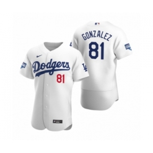 Los Angeles Dodgers #81 Victor Gonzalez White 2020 World Series Champions Authentic Jersey