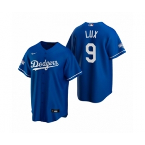 Los Angeles Dodgers #9 Gavin Lux Royal 2020 World Series Champions Replica Jersey
