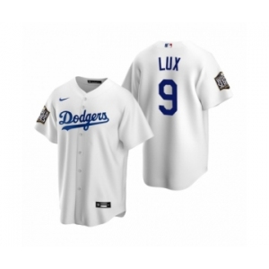 Los Angeles Dodgers #9 Gavin Lux White 2020 World Series Replica Jersey