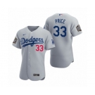 Men's Los Angeles Dodgers #33 David Price Nike Gray 2020 World Series Authentic Jersey