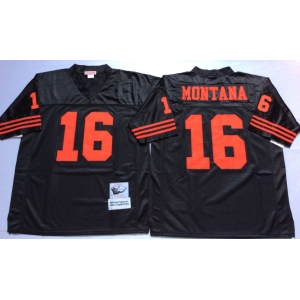 Men's San Francisco 49ers #16 Joe Montana Black Throwback jerseys