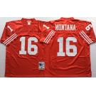 Men's San Francisco 49ers #16 Joe Montana Red Throwback jerseys