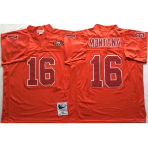 Men's San Francisco 49ers #16 Joe Montana Red（Red number)Throwback jerseys