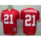 San Francisco 49ers #21 Deion Sanders Red Throwback Jersey